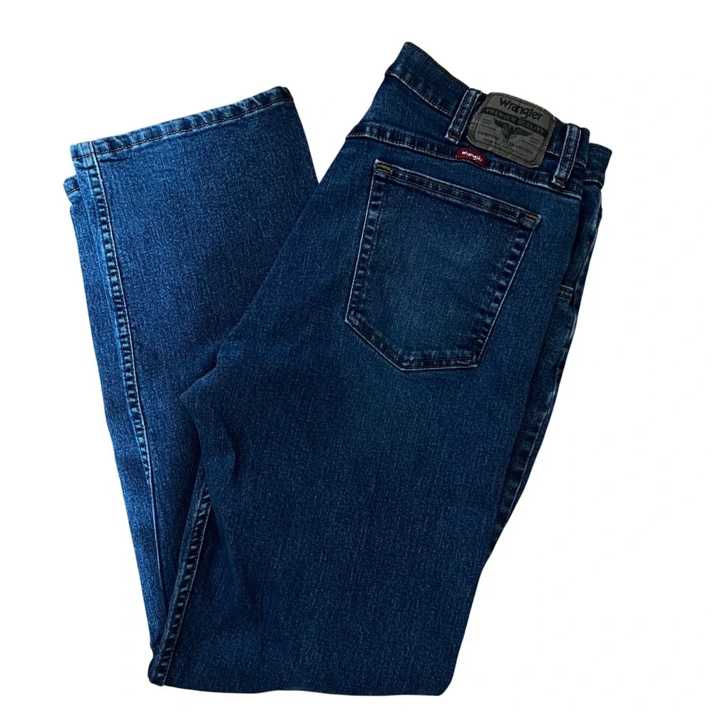 Wrangler Jeans Relaxed Fit Dark Wash Denim‎ Pants Classic Mens Size 34x32
